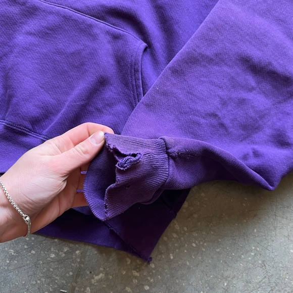 VTG LL Bean by Russell Athletic Sunfaded Purple Hoodie Sweatshirt XL Scranton - Picture 7 of 9